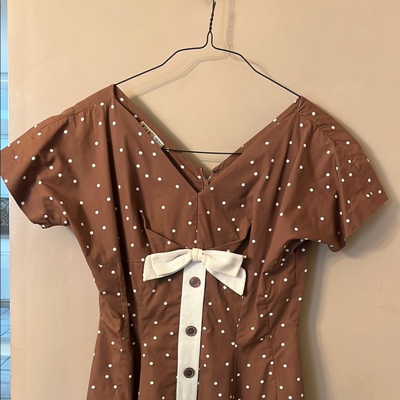 1950s Polka Dot Secretary/Party/Sun Dress - Picture 2 of 8